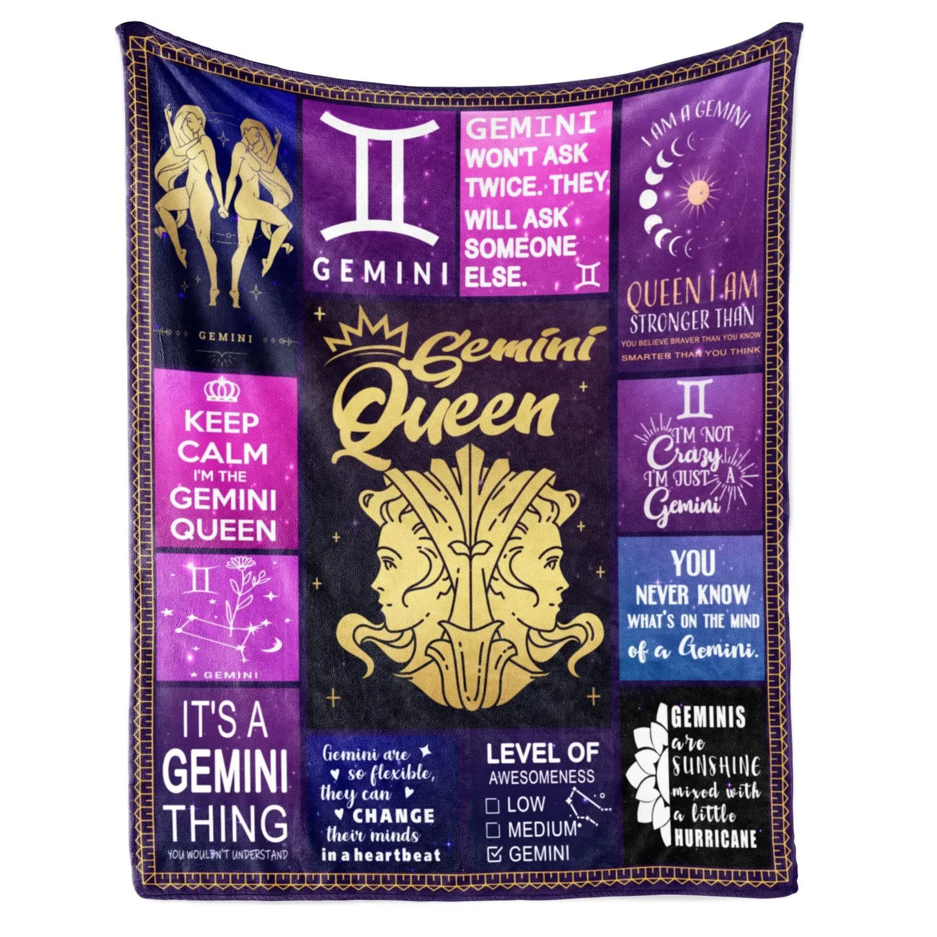 الأرجواني متقلب اثني عشر علامات زودياك بطانية مطبوعة ل أريكة سرير السفر التخييم غرفة المعيشة مكتب تكييف بطانية