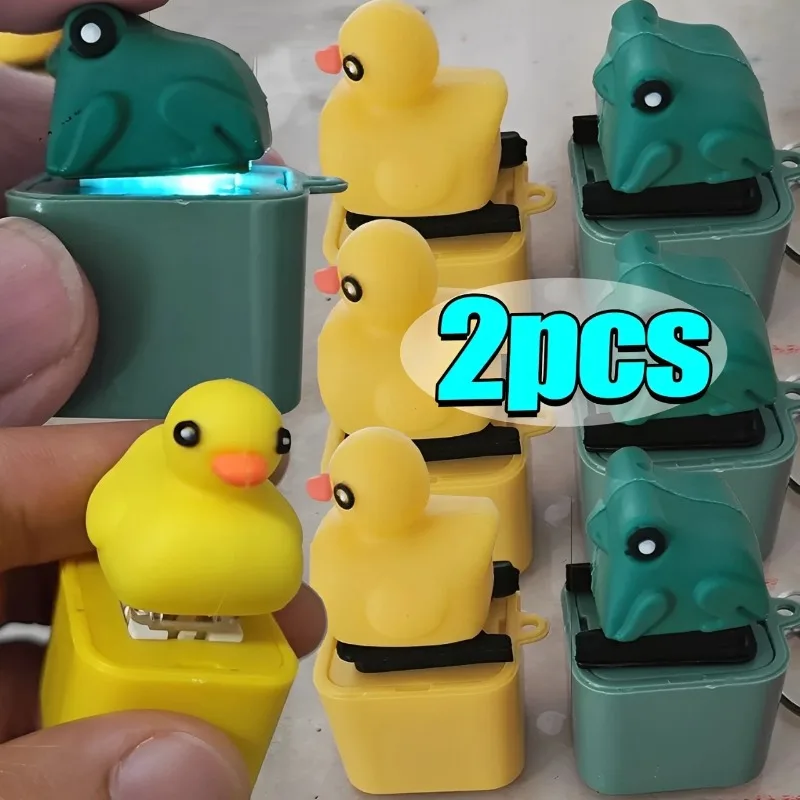 Funny Croaking Frog Duck Luminous Button Keychain Keyboard Fidget Clicker Sound Keyring for Stress Relief Finger Toy Gift Decor view 4