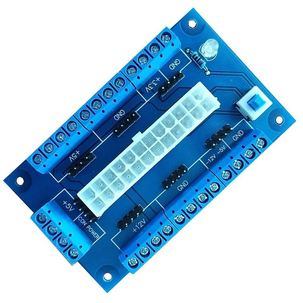 24Pin 20Pin ATX Power Supply Adapter Board With Multiple Voltage Outputs And On Off Switch For PC Case DIY Projects