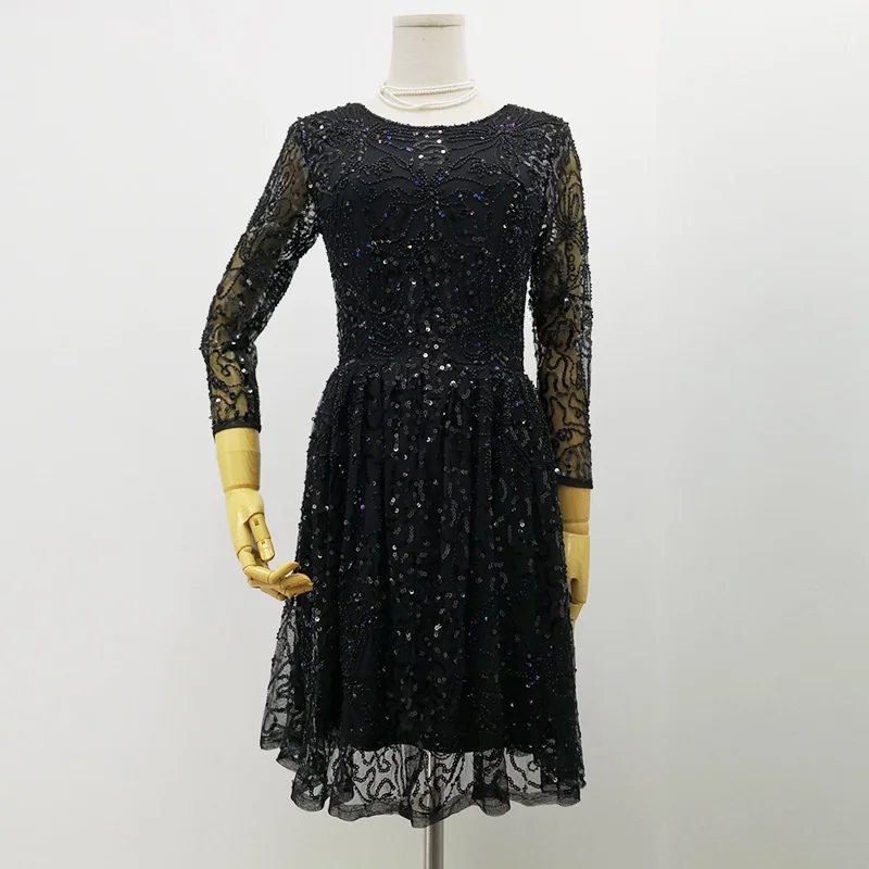 

Модная новая женская юбка А-силуэта с круглым вырезом, на молнии, с кружевной отделкой и блестками, от Dr Yan