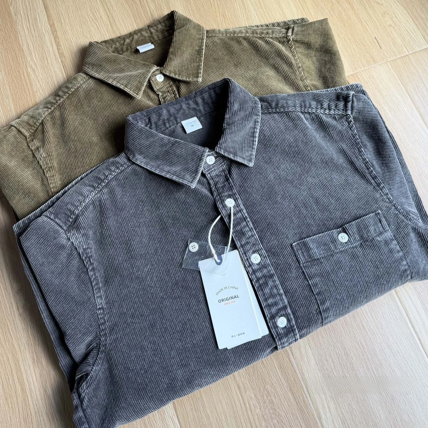 

Waed Cotton Flannel Vintage Sle Long Sve Men's irt Jaet Thi Casual Outerwear Warm Stand Fit Youth Faion