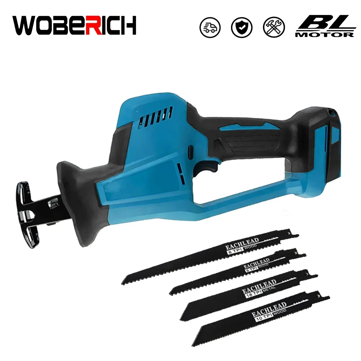 

Brushless Cordless Reciprocating Saw Power Saw for Wood Metal Cutting with 4pcs Blades fit Makita 18v Battery(No Battery)