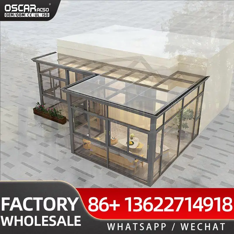 Modern Aluminum Frame European Design Triangle Roof Double Glass Villa Outdoor Sunroom High Quality sunroom