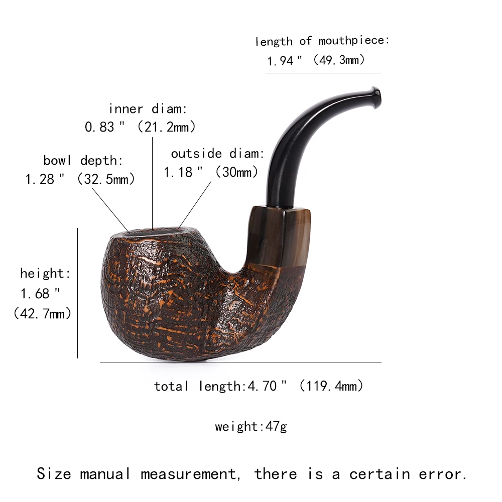 JIBILL handmade briar tobacco pipe Hungarian big bend pipe curved handle military plug design portable pipe father's day gift