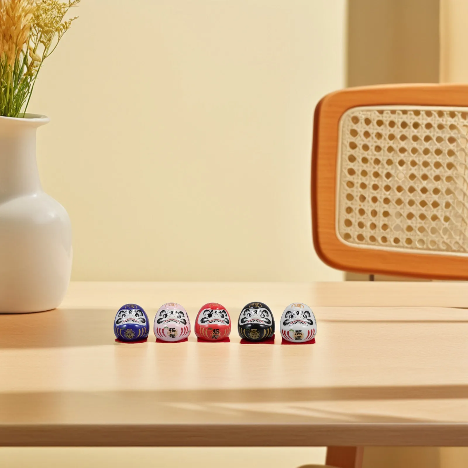 

Набор из 5 японских керамических статуэток-талисманов удачи для автомобиля, дома, декора стола, маленькие скульптуры