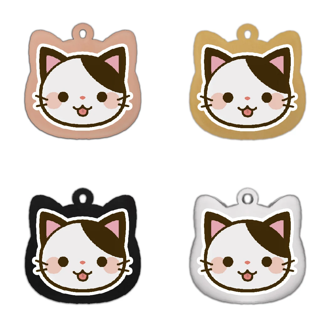 Cute Personalized Cat Tags Stainless Steel Colored Pattern Pets Cat Name Tags Pendant Engraved Keyring Kitten Accessories