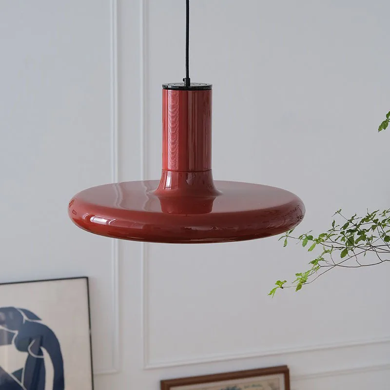 Medieval Vintage Simple Pendant Long Line Bar Table Lamp French Restaurant Nordic Denmark Retro Red Frisbee LED Pendant Lamp