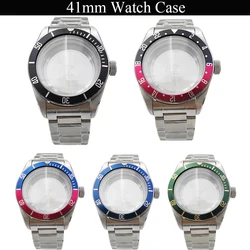 41mm Silver Watch Case Sapphire Glass Solid Stainless Steel For NH35 NH36 ETA 2836 Miyota 8215 8205 821A DG2813 3804 Movement