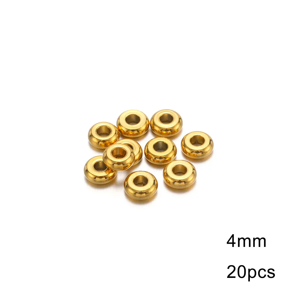 50Pcs 20Pcs 4/5/6/8/10MM Flat Round Spacer Beads Stainless Steel Loose Beads for DIY Bracelet Jewelry Making