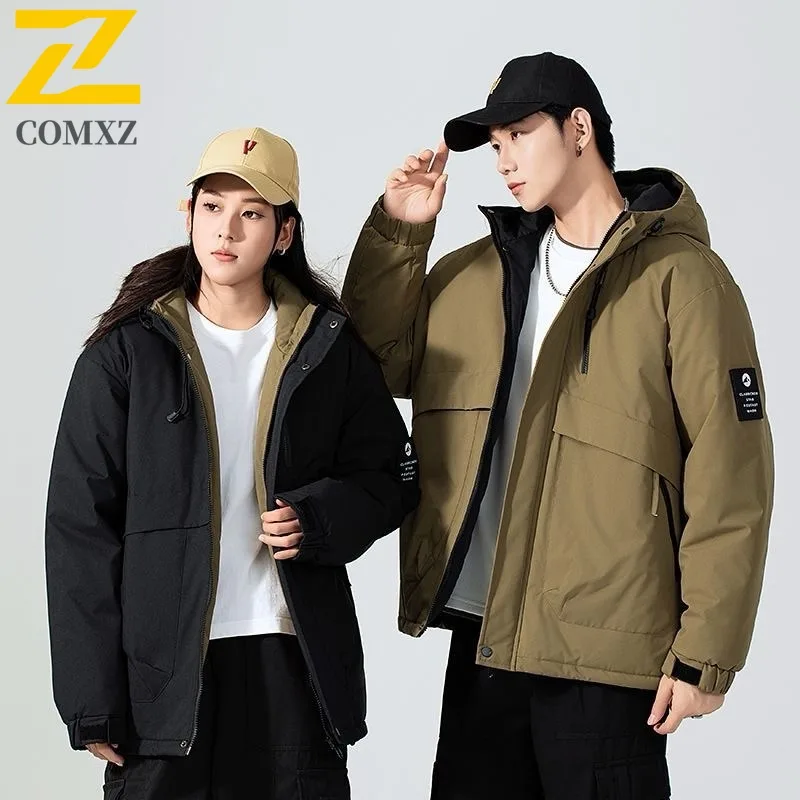 

COMXZ Новое мужское хлопковое пальто с капюшоном, зимнее утолщенное пальто с термоподкладкой, пуховик большого размера, верхняя одежда, водонепроницаемая ветрозащитная уличная куртка