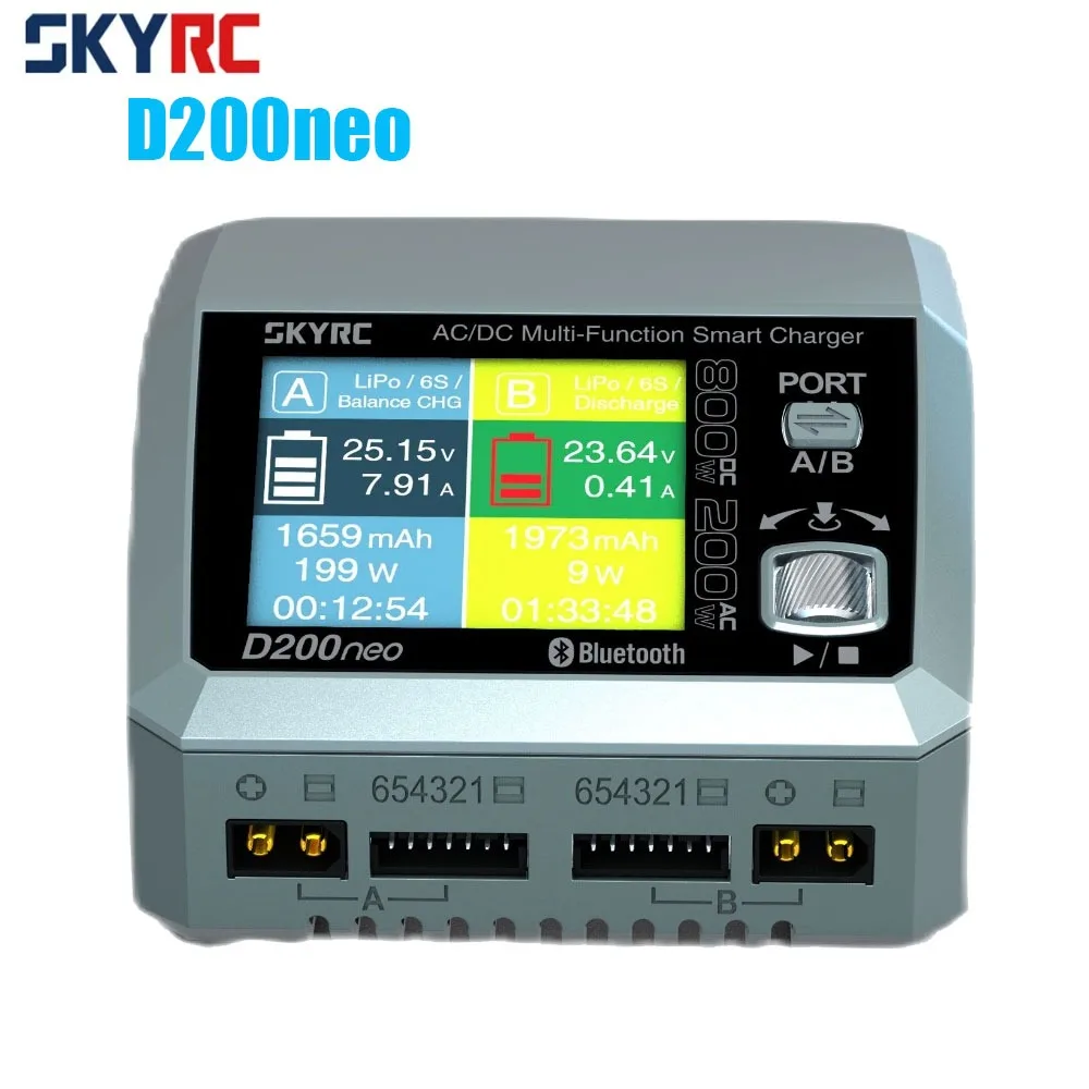 SKYRC D200neo Charger AC 200W DC 800W 1-6S Lipo Battery Balance Charger Discharger Multi-Function Smart Charger