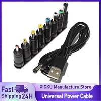 Universal Power Cable USB to DC 5.5 * 2.1mm Jack 5V Charging Cord with 8 Selectable Connector Tips for CCTV Cameras TV Box