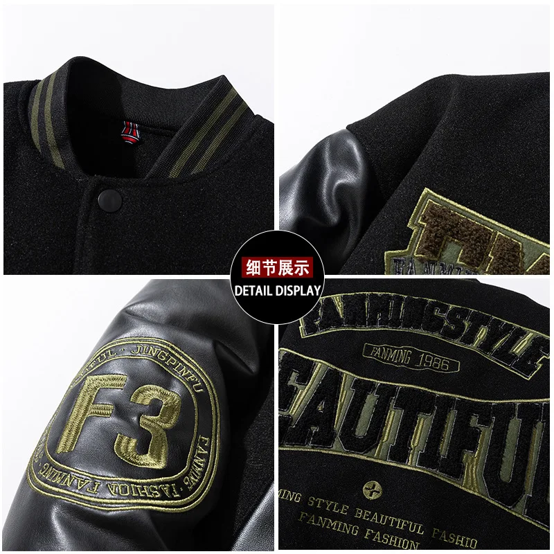 سترة رجالية بأكمام من البولي يوريثان معطف منفوخ مطرز بحروف رجل سميك للربيع والخريف ملابس للدراجات النارية 2025 جديد Z1