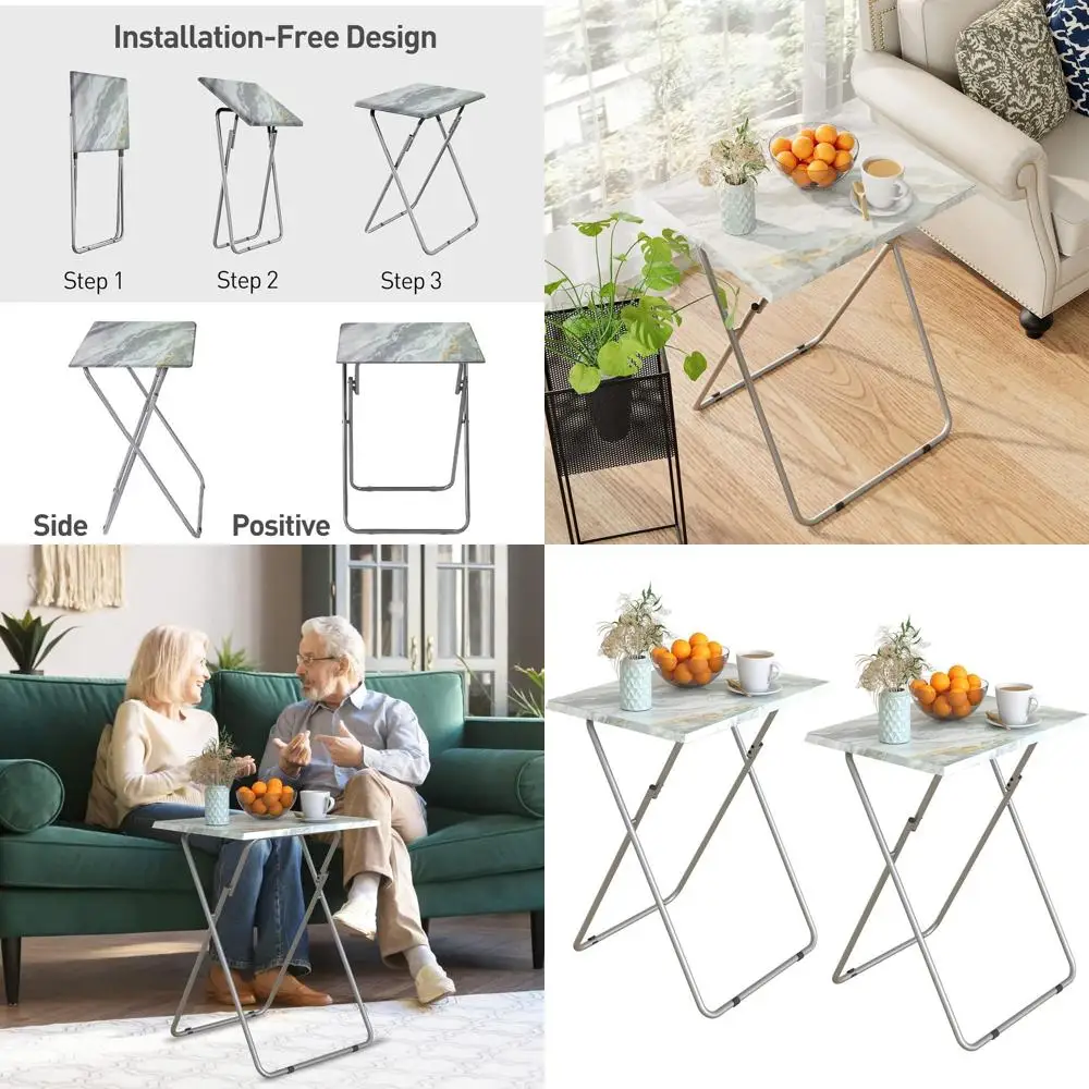 

Портативный металлический столик-поднос для телевизора, набор из 2 предметов, дымчато-серый, 15x18.9x26 дюймов, идеально подходит для обедов на диване или кресле