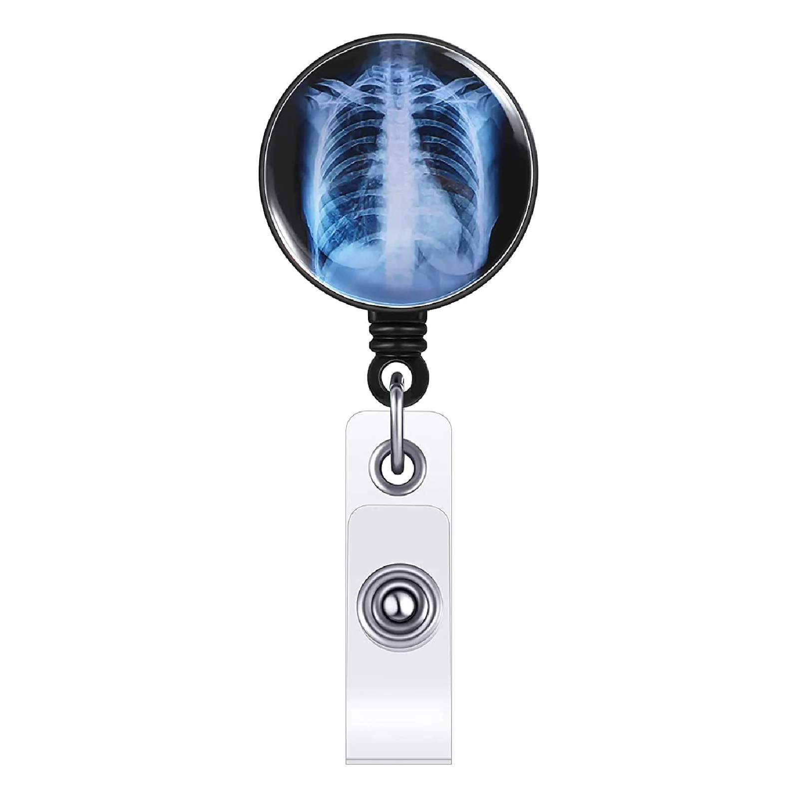 X-Ray Pattern Badge Reel Retractable Radiology Technician Gift Halloween Holder Bone Badge Reel Skeleton Skull Nurse Doctor