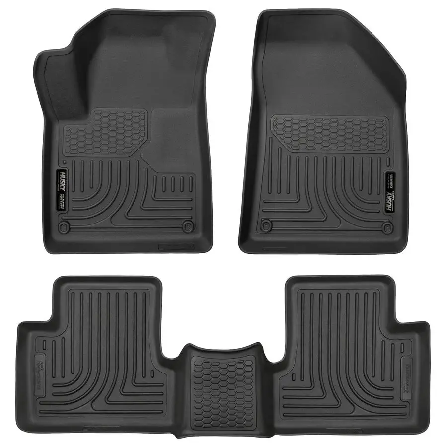 

Weatherbeater Floor Mats Fits 2015 2023 Jeep Cherokee Front amp 2nd Row, 3pc Black 99091