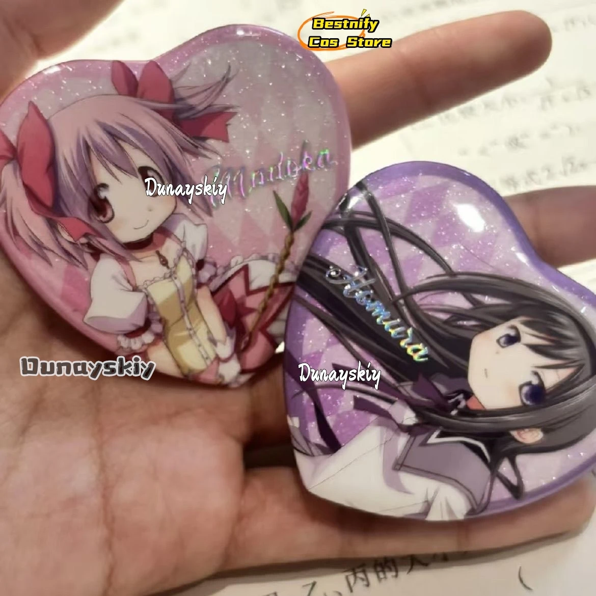 Kaname Madoka 54*58mm Heart Brooch Anime Puella Magi Madoka Magica Cosplay Brooch Halloween Disguise Decora Props Accessories