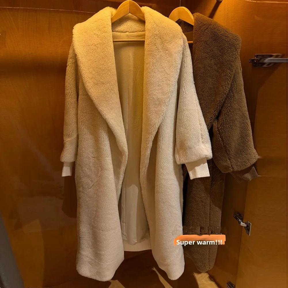 

Зимнее утепленное пальто из флиса Teddy Fleece для женщин: модное, универсальное, повседневное, с длинными рукавами, свободного кроя, премиум-качество