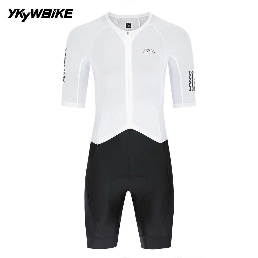 YKYWBIKE Herren Aero Radsport-Skinsuit Kurzarm Einteiler Rennrad-Rennanzug Atmungsaktiv Schnelltrocknend Ropa Ciclismo MTB Set