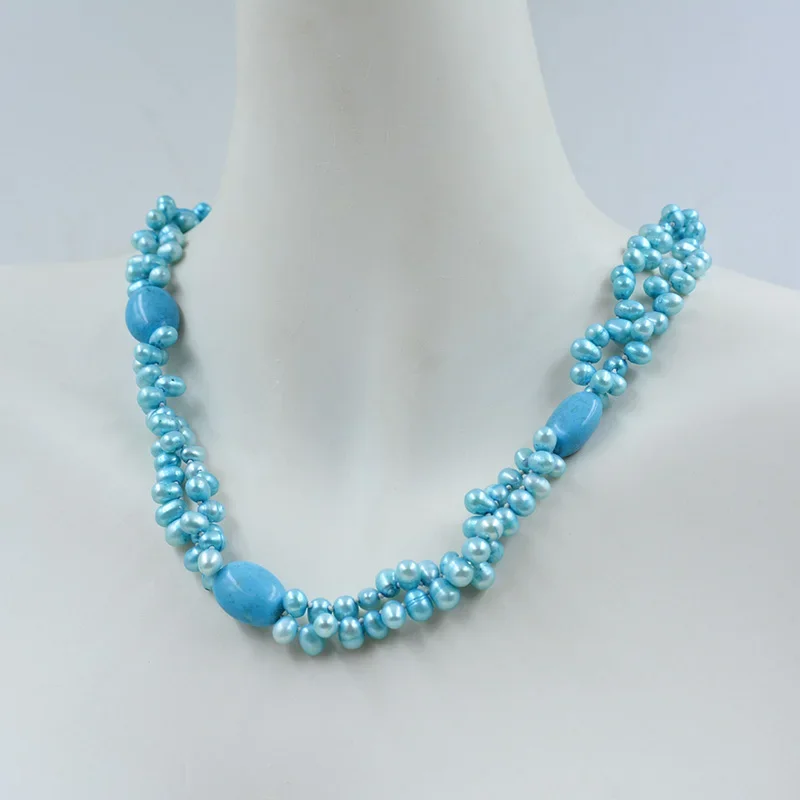 Finally a natural baroque pearl, semi-precious stone necklace. design birthday party gift jewelry for women 50CM
