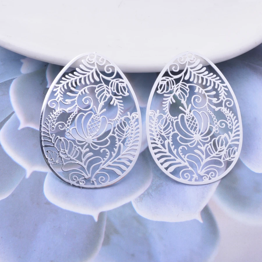 30pcs AD3120 29*40mm Painted Brass Blue and white Porcelain Pattern Oval Charms DIY Jewelry Earring Accessories – Detail 12
