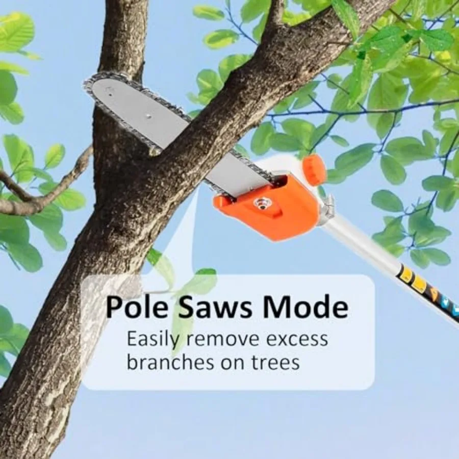 Gas Weed Eater Trimmer 52cc 2-takt gas-aangedreven stokzaag met 6-in-1 multifunctioneel ontwerp voor efficiënt gazon en tuin