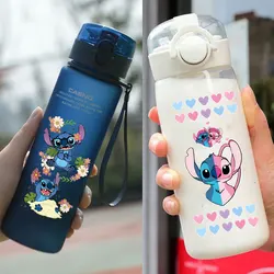 Lilo & Stitch-taza de agua de plástico transparente para niños, botella de agua deportiva de gran capacidad para exteriores, 560/600/400ML