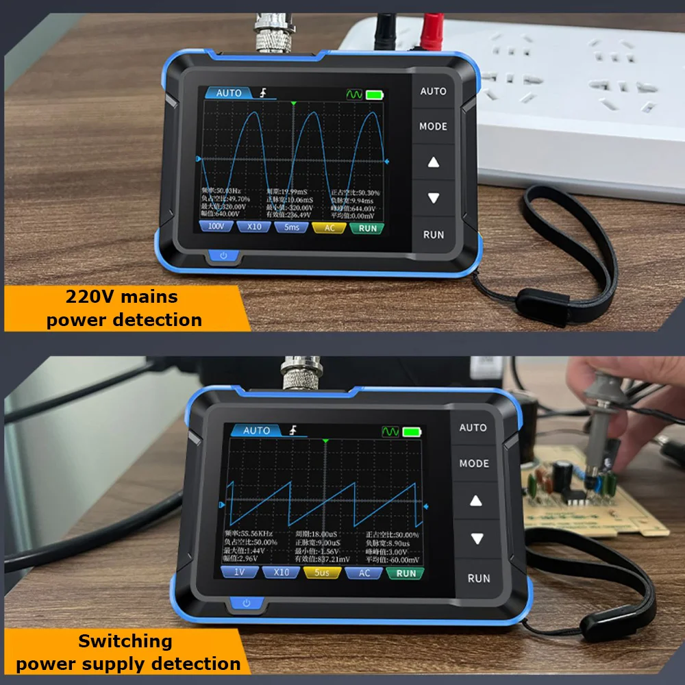 Handheld Small Digital Oscilloscope 5MS/s, 2-in-1 Multi-Function Portable Mini Signal Generator 1M Bandwidth