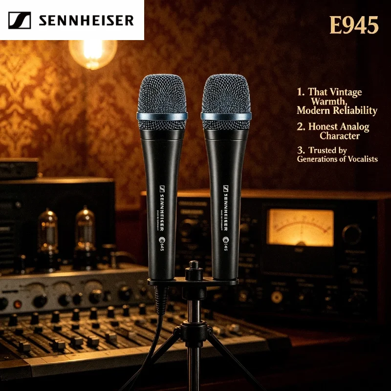 

Sennheiser E945 Dual Pack Dynamic Microphones Supercardioid Live Vocals Wired Mic Pro Stage Singer 2PCS Bundle Original
