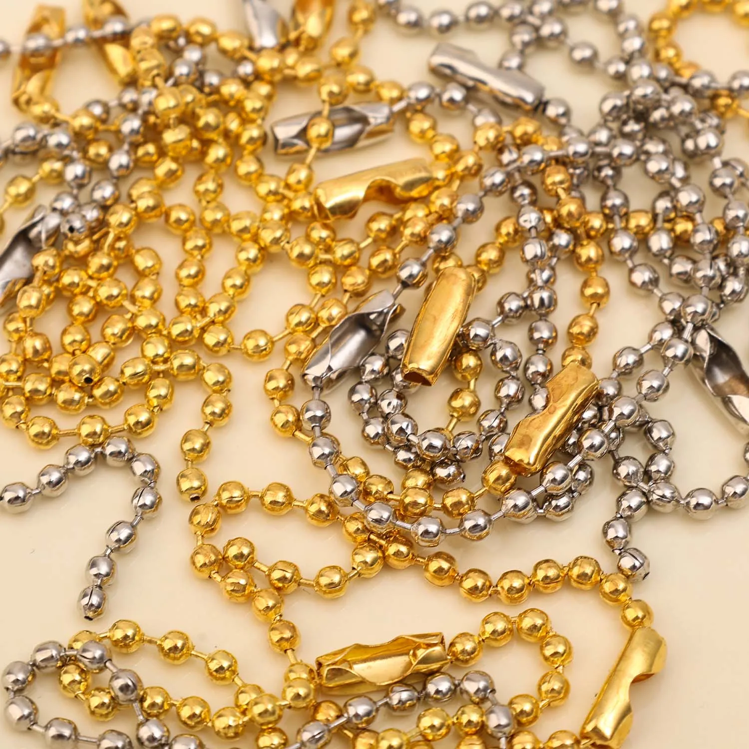 100 قطعة الذهب والفضة الكرة حبة قابل للتعديل قلادة موسع سلسلة Keychain بها بنفسك المفاتيح المعلقات العثور على المجوهرات صنع الملحقات