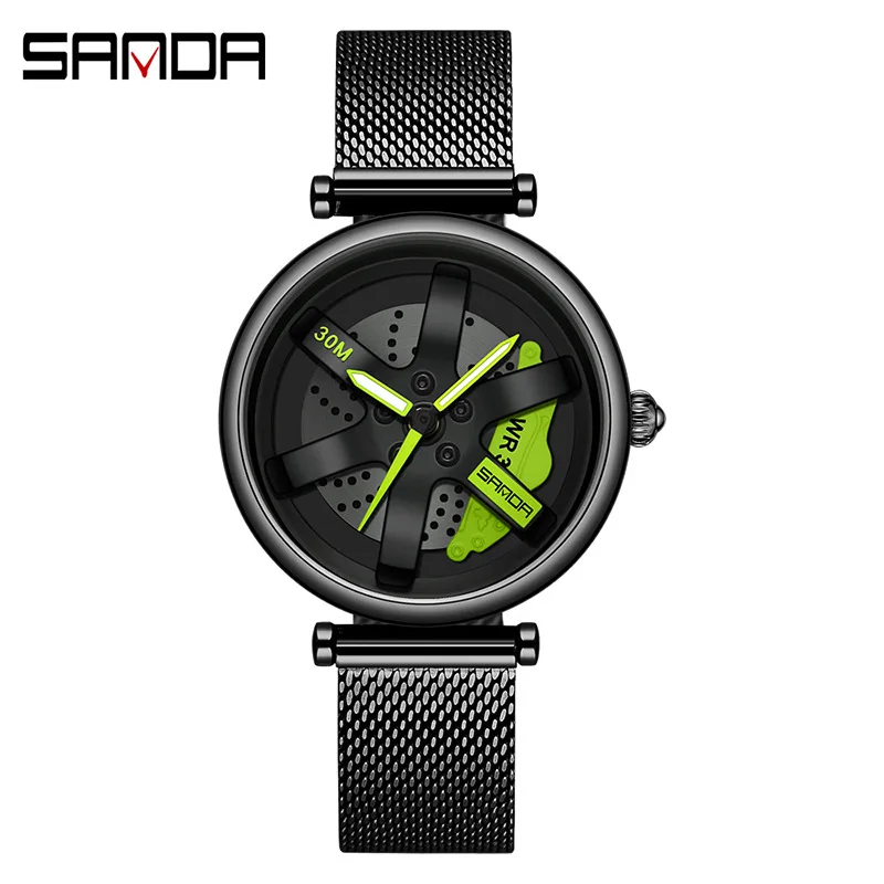 Imagem -06 - Sanda-impermeável Aço Malha Relógio de Pulso para Mulheres 360 Rotating Dial Japão Quartz Movement Relógio Simples para Senhoras P1073