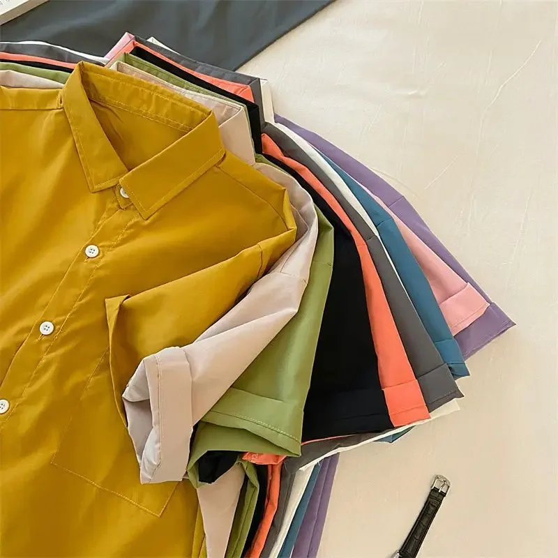 10 Colors Shirts for Women Tops All-match Summer Short Sleeve Trendy Solid Minimalist Casual Kawaii Japanese Retro Basic Chic