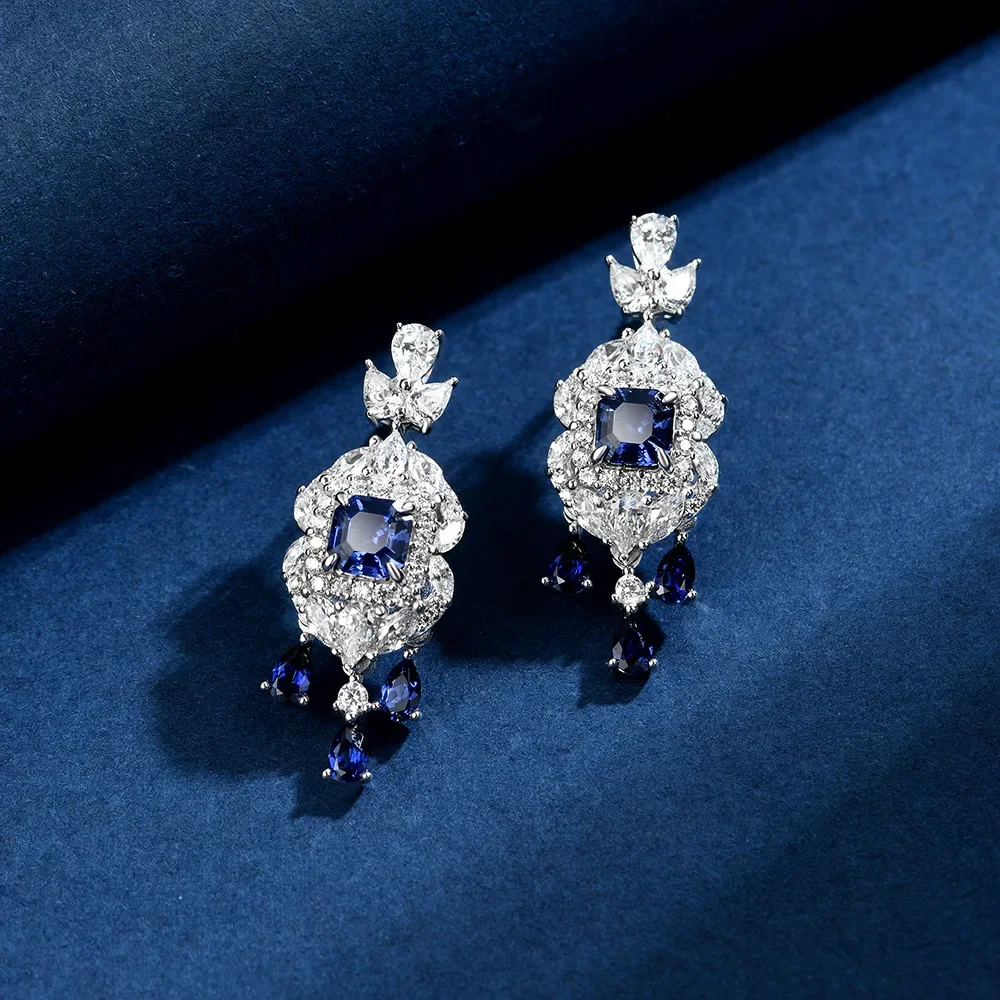 

Новые серьги из серебра 925 пробы, 0,8 карата, квадратные 5*5, синие, розовые, синие, сокровища, европейские красивые серьги, ювелирные изделия для свадьбы