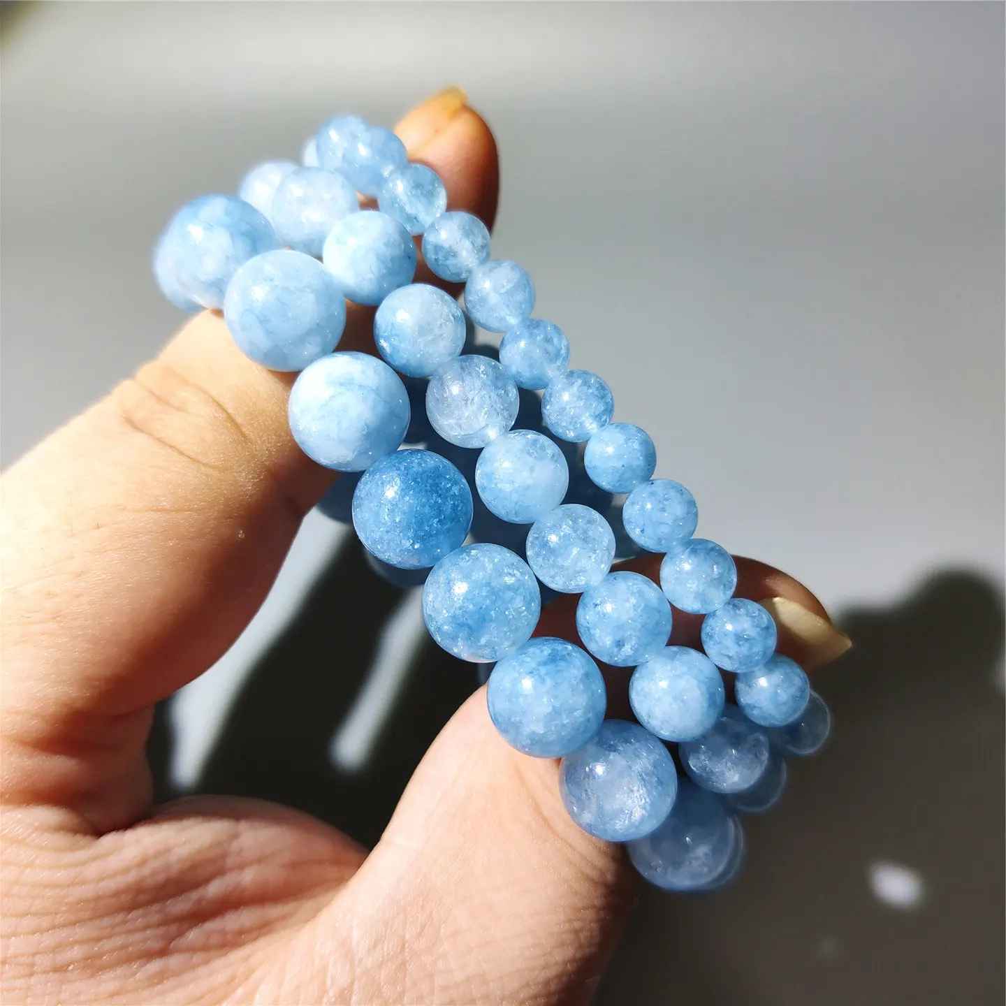 

Браслет из халцедона цвета аквамарина для мужчин и женщин, браслет из кристаллов, ювелирное украшение, подарок