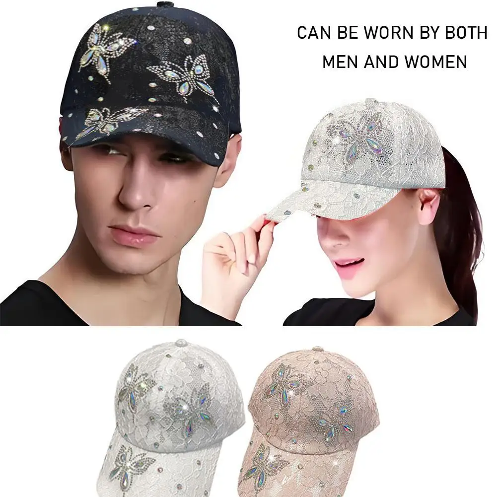 Bonés de beisebol de flores de renda verão para mulheres, strass borboleta, chapéu snapback malha respirável chapéu hip hop chapéu de sol, moda, G S3D0