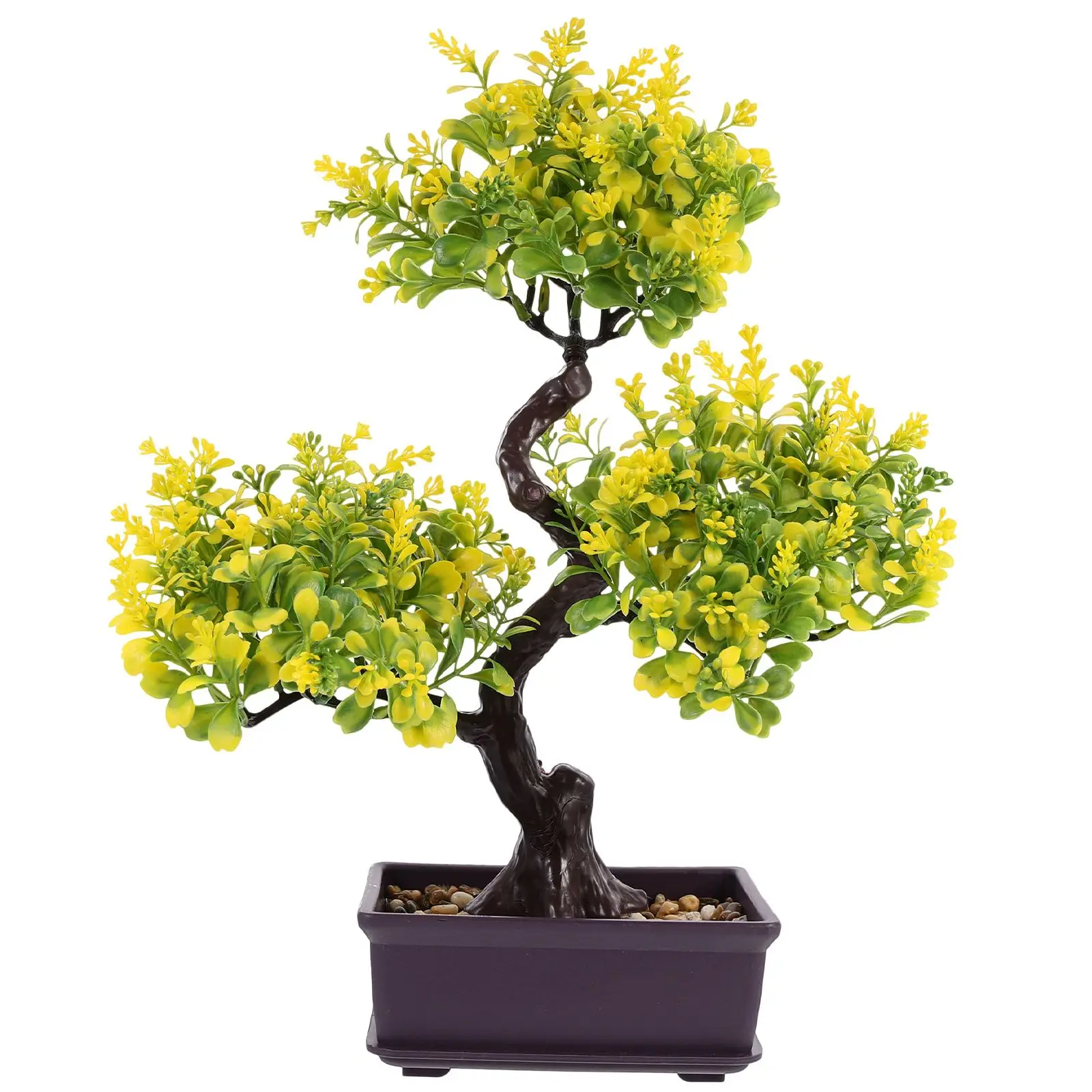 

Artificial Bonsai Plants Decor Yellow Plantfor Desk Office Bookshelf Room Kitchen Garden CafeFlowers Potted Green