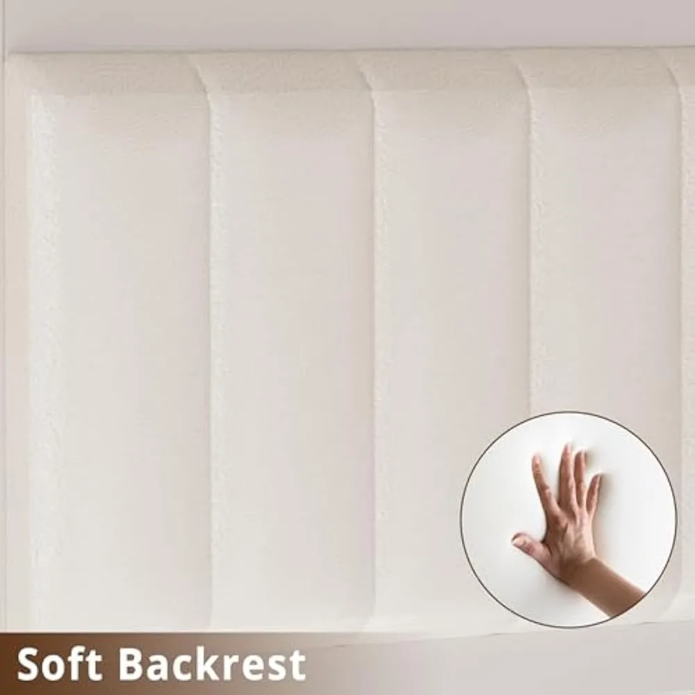 IRONCK Sofá cama con nido, estructura de cama doble de metal resistente con estructura en forma de X, sofá cama tapizado de granja con estación de carga