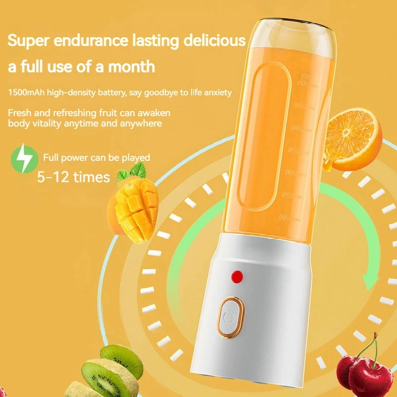 Portable Wireless Blender Electric Fruit Juicer Machine For Orange Ice Crushing 10 Blades Auxiliary Food Machine 1500mA Mixer image 2