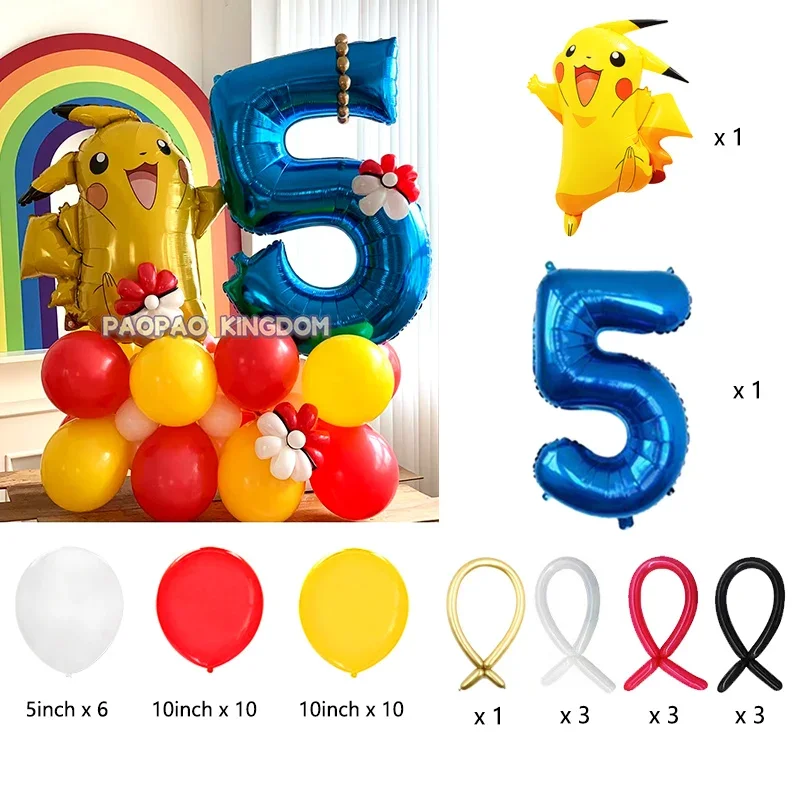 Pokemon Pikachu Folie Ballonnen Set voor Kinderen Verjaardagsfeestje Decoratie Baby Douche Ballon Decoratie Globos