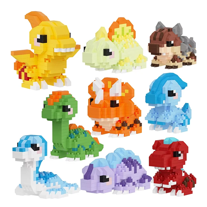 MINI Colorful Cute Dinosaur Series Micro-Particle Building Blocks Jurassic Tyrannosaurus Rex Heilong Cartoon DIY model toys