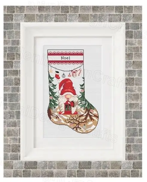 santa dwarf stockings 37-54  counted 16CT 14CT 18CT DIY Cross Stitch Sets  Cross-stitch Kits Embroidery Needlework