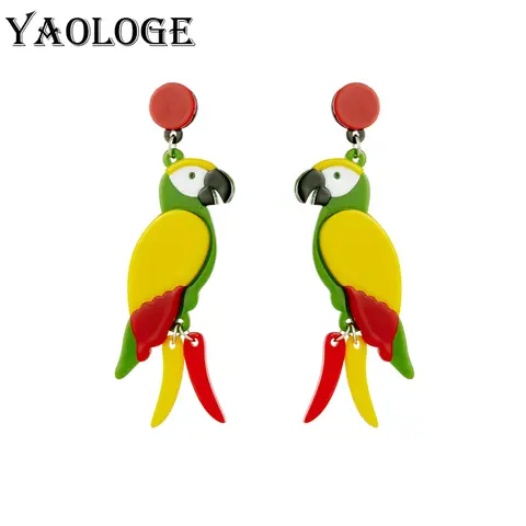 YAOLOGE Nya Långa Dingla Örhängen Retro Söta Papegojörhängen Dam Tecknade Örhängen Modesmycken för Kvinnor Fri Frakt 10 best sales papegojesmycken - №5
