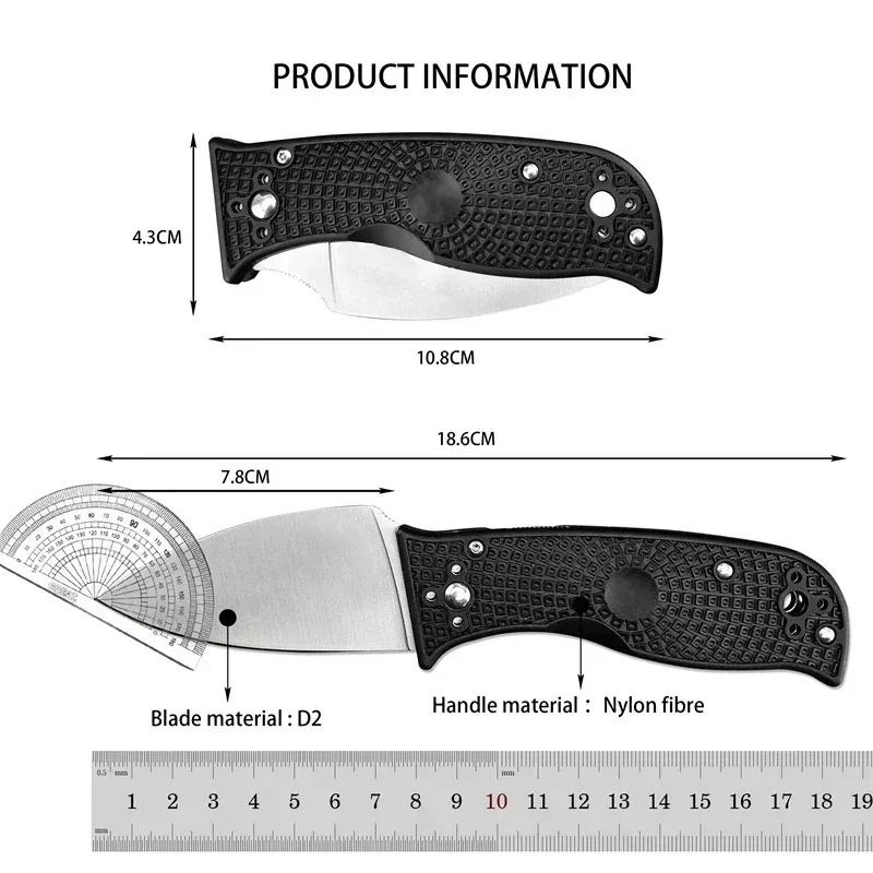 2024 Hot Styles C69 Folding Pocket Knife D2 Nylon Fiber Handle EDC Combat Pocket Tool Hunting Cutting Tactical Portable Knives