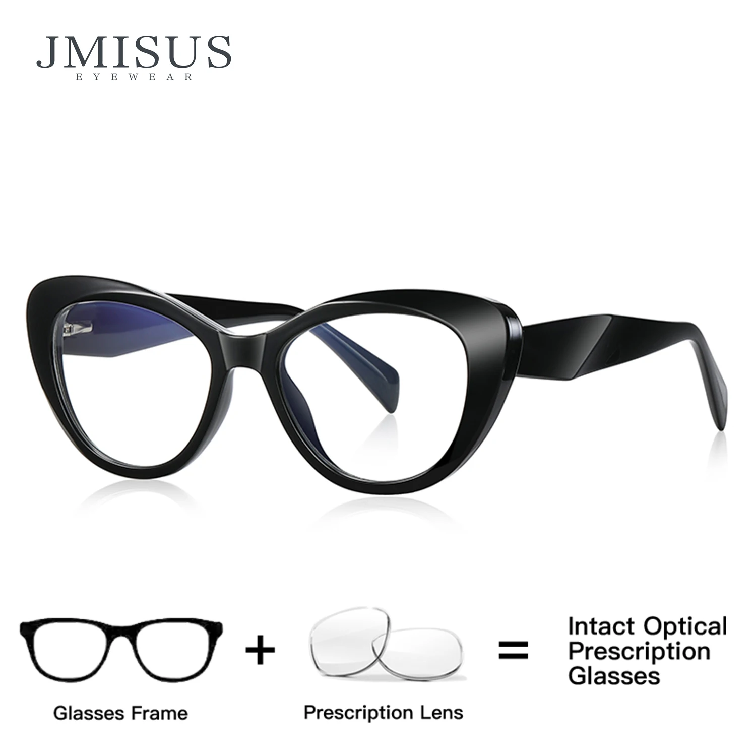 

JMISUS Business Women Thick Circle Prescription Glasses Handmade Acetate Square Blue Light Blocking Progressive Eyewear