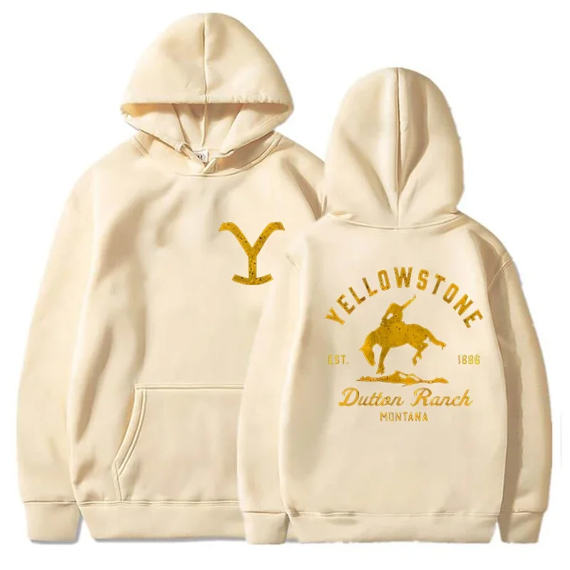 Classic and Fashionable Yellowstone Dalton Ranch Printed Hoodie for Couples Autumn and Winter Fleece Hoodie Top Printed Pullover