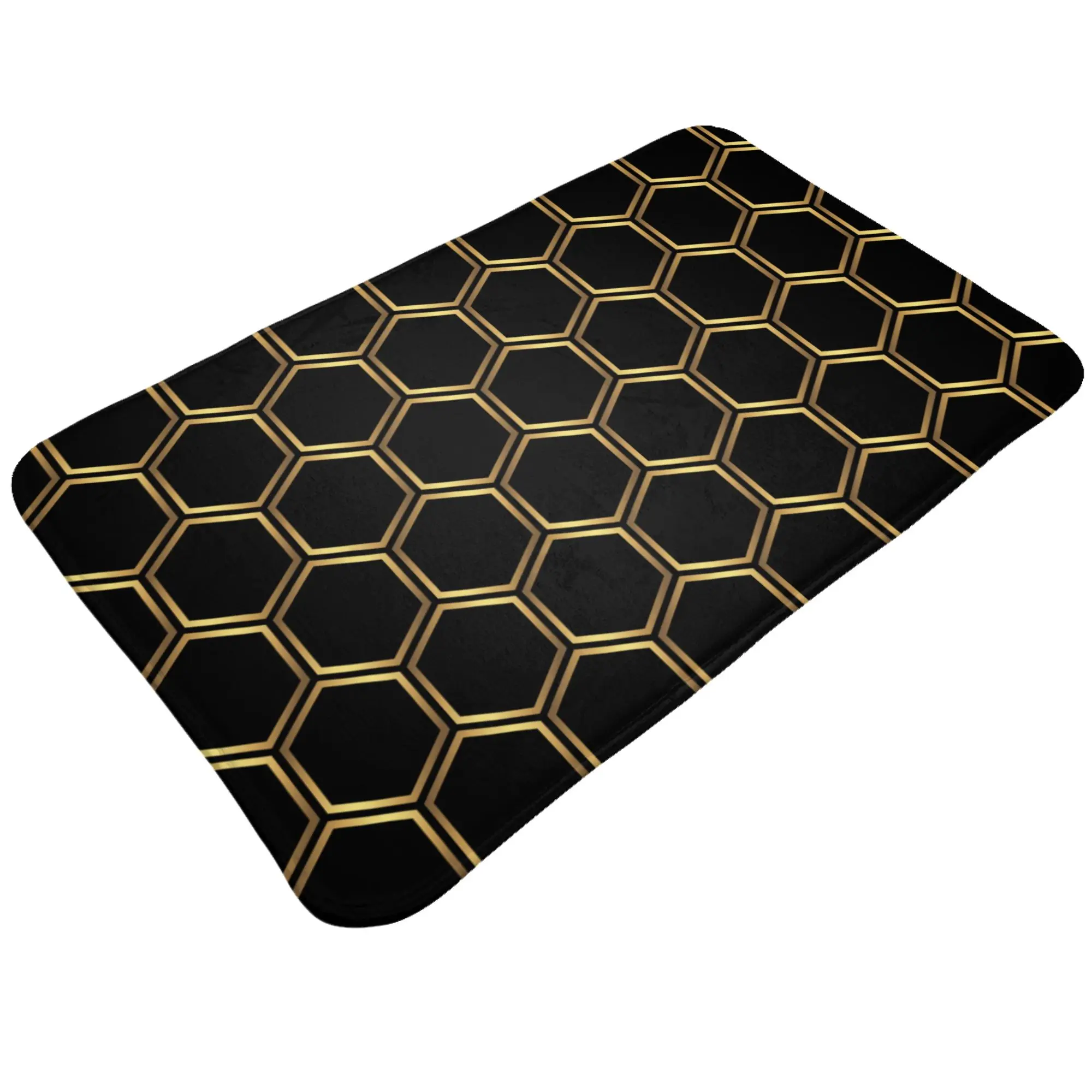 Golden Hexagon Honeycomb Seamless Print Non-slip Doormat Living Room Mat  Welcome Indoor Home Decorative