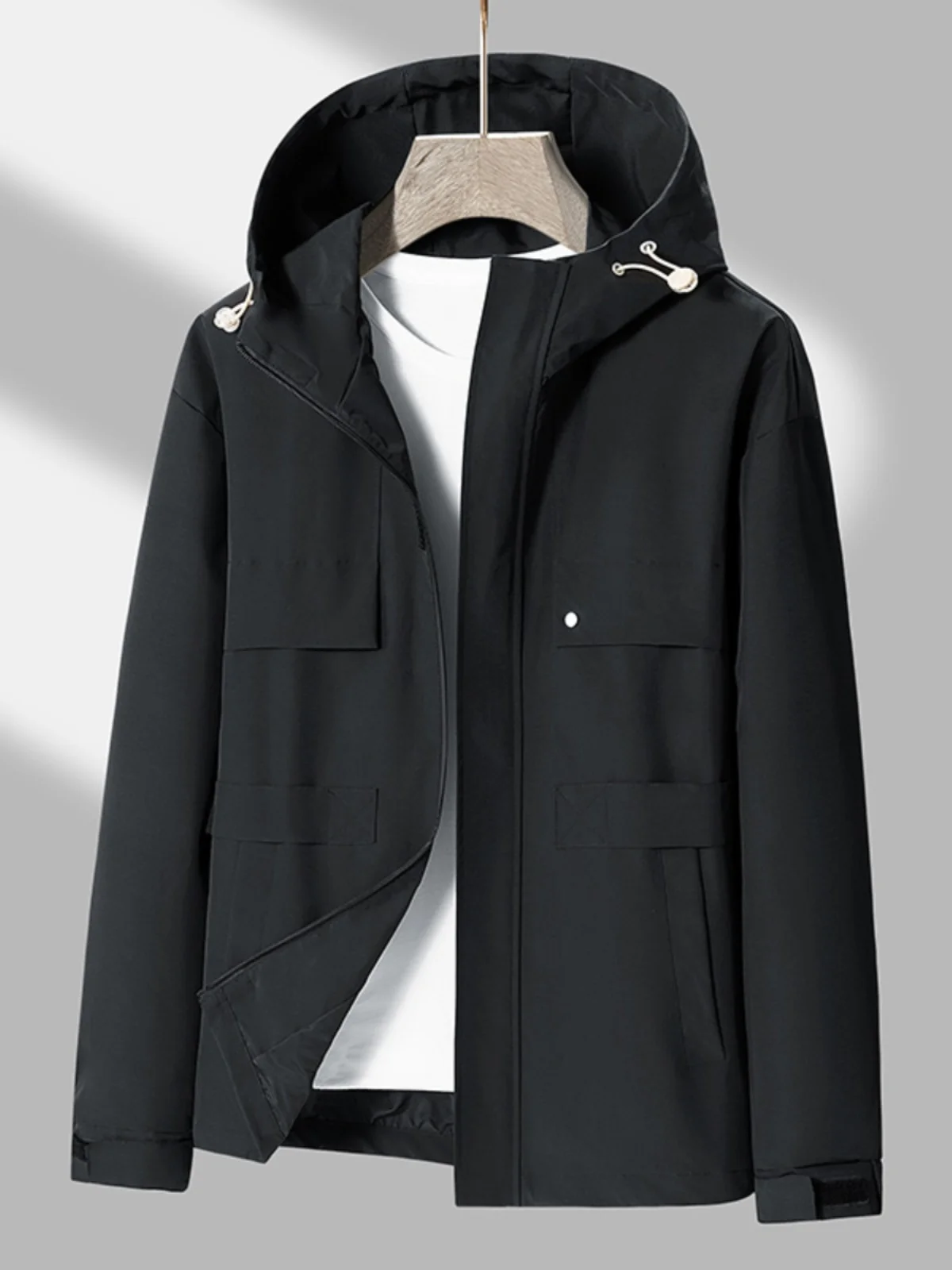 

Мужская рабочая куртка осенне-зимняя с капюшоном, свободного кроя, повседневная, универсальная, ветрозащитная, из полиэстера, нейлона и композитного волокна