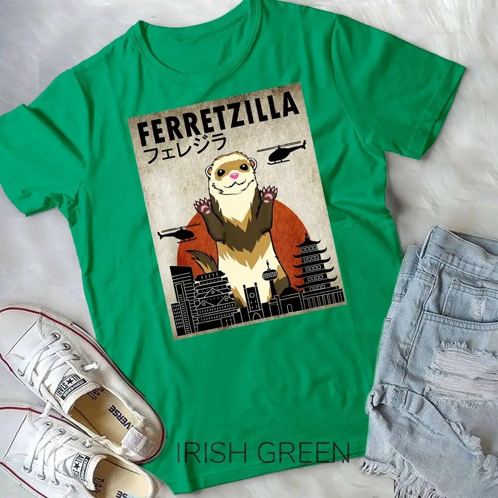 Ferretzilla, Vintage Funny Ferret Japanese Sunset Style T-Shirt Unisex T-shirt