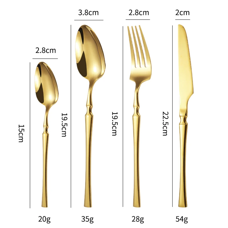 4PCS European Stainless Steel Silverware Set - Small Waist Steak Knife Fork Spoon - Western Tableware Dining Cutlery