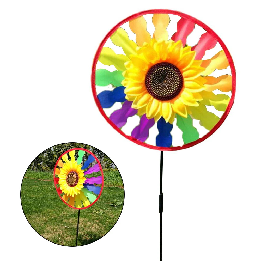 Colorful Sunflower Windmill Wind Turbine For Lawn Garden Party Decoration Outdoor Camping Picnic Garden Yard Decoration